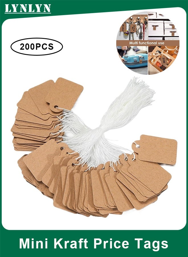 LYNLYN 200PCS Mini Kraft Price Tags with Elastic String, Blank Writable Paper Label Tags  for Jewelry Clothing and Gifts(15*25 mm) - Image 1